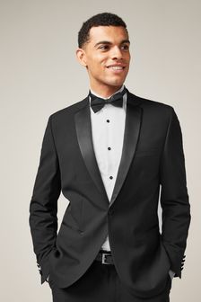 Black Slim Fit Motion Flex Stretch Suit: Jacket (T06117) | $119