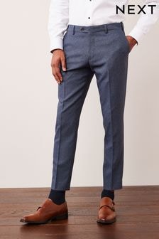 Light Blue Slim Fit lim Fit Puppytooth Design Suit Trousers (T06123) | $70