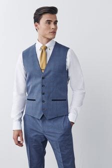 Blau - Karierter Anzug: Weste (T06131) | 19 €