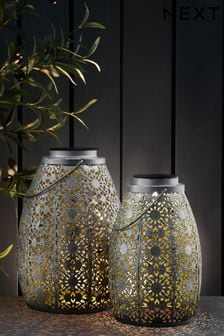 Silver Asmae Solar Outdoor Lanterns Set of 2 (T06176) | €46