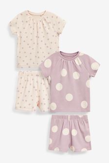 Lilac Purple/Cream Spot 2 Pack Short Pyjamas (9mths-16yrs) (T06379) | $25 - $37