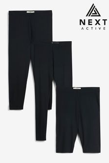 Black Next Multi Pack Full Length Cropped Leggings & Cycle Shorts (T06634) | ￥3,550