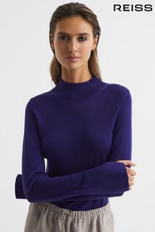 Reiss Purple Sasha Merino Wool Split Sleeve Jumper (T06654) | AED634