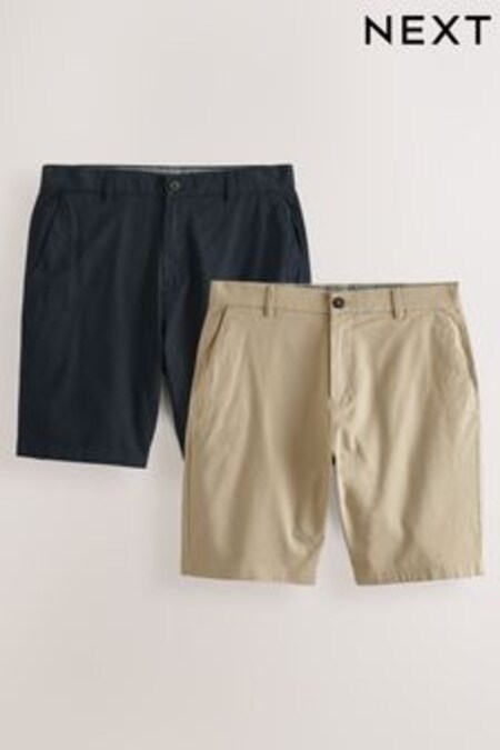 Navy/Stone 2 Pack Straight Stretch Chino Shorts (T06766) | €38