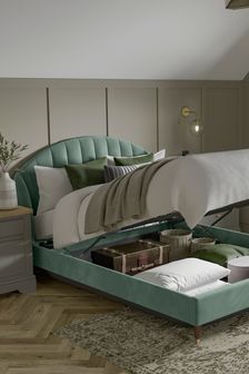 Opulent Velvet Mineral Green Stella Upholstered Ottoman Storage Bed Frame (T06775) | €1,175 - €1,425