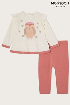 Monsoon Baby Natural Owl Knitted Top And Legging Set (T06857) | €40 - €45