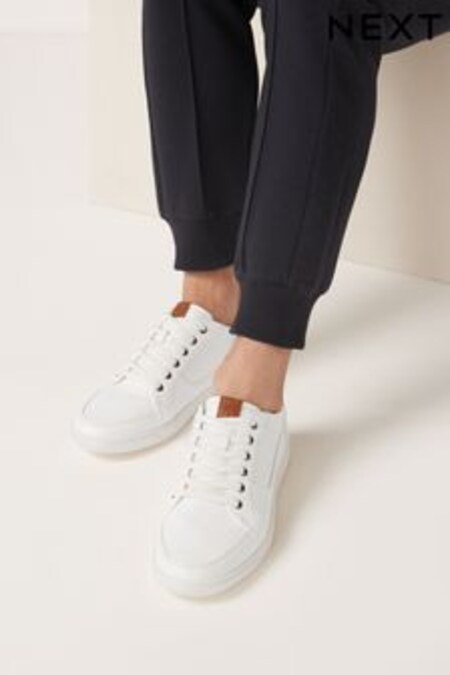 White Regular Fit Perforated Trainers (T06889) | €38