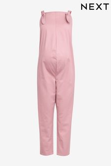 Pink Maternity Adjustable Strap Cotton Relaxed Jumpsuit (T06956) | €46