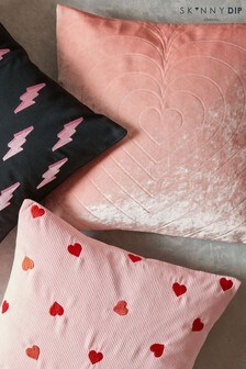 Skinnydip Pink Embroidered Heart Cushion