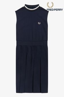 Fred Perry Navy Blue Sleeveless Pleated Dress (T07157) | $206