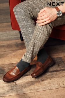 Tan Brown Regular Fit Leather Penny Loafers (T07228) | $69
