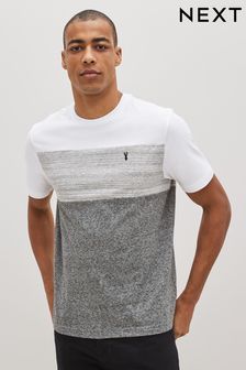 灰色 - 標準剪裁 - 拼色T恤 (T07922) | NT$570