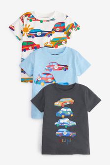 Blue 70's Car 3 Pack T-Shirts (3mths-7yrs) (T07933) | ₪ 54 - ₪ 70