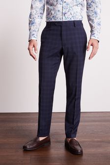 Bleu - Slim fuselés - Pantalon habillé à carreaux (T07946) | €9