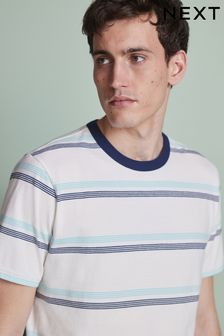 Ecru Cream/Blue Stripe T-Shirt (T08024) | €9