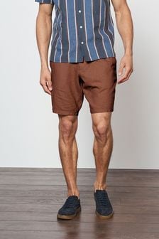 Rust Brown Elasticated Waist Linen Blend Shorts (T08113) | €29