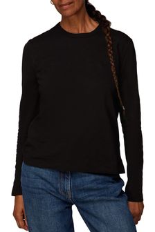 Черный - Серая футболка с длинными рукавами из органического хлопка Whistles (T08395) | €24