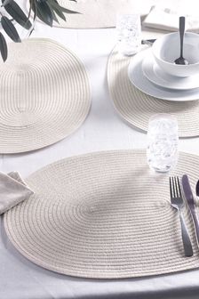 Set of 4 Natural Oval Fabric Placemats (T08857) | $25