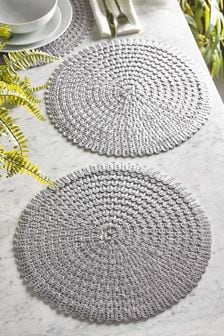 Set of 4 Grey Woven Placemats (T08860) | $25