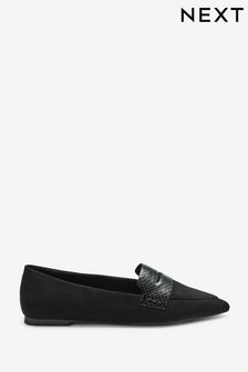 Black Forever Comfort® Point Toe Loafers (T08974) | kr305