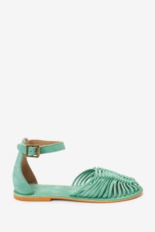 Green Ankle Strap Huarache Sandals (T08979) | 44 €
