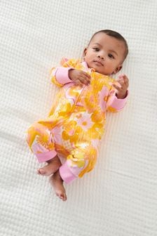 Pink/Orange Retro Floral 2 Pack Zip Baby Sleepsuits (0mths-3yrs) (T09292) | €22.50 - €25