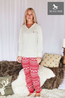 The Little Tailor Damen Weihnachtspyjama mit Rentier-Norwegermuster, Rot (T09852) | 52 €