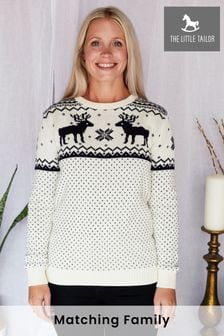 The Little Tailor Ladies Cream Christmas Reindeer Fairisle Jumper (T09855) | €62