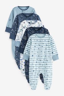 Синий с космическим принтом - Набор из 5 детских пижам (0-2 года) (T09921) | €38 - €41