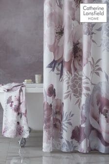 Catherine Lansfield Pink Dramatic Floral Shower Curtains (T09966) | €22