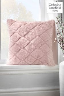 Catherine Lansfield Pink Cosy Diamond Cushion (T09975) | $27