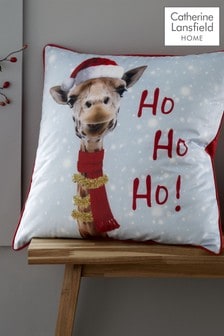 Catherine Lansfield Silver Christmas Giraffe Cushion