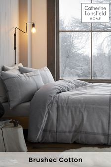 Catherine Lansfield Grey Berwick Tweed Brushed Cotton Duvet Cover and Pillowcase Set (T09990) | 27 € - 40 €