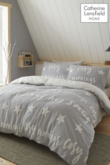 Catherine Lansfield Grey Cosy Up Tufted Fleece Duvet Cover and Pillowcase Set (T10000) | €43 - €74