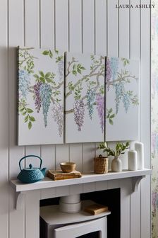 Laura Ashley Set of 3 Purple Wisteria Garden Printed Canvases (T10005) | €122