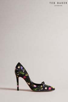 Ted Baker Telini Black Floral Printed Bow 100mm Court Heels (T10165) | 80 €