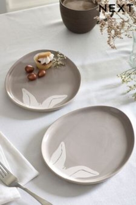 Mink Brown Taupe Bunny Rabbit Set of 2 Side Plates (T10200) | $31