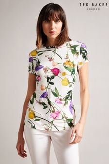 Ted Baker Vikina White Printed Fitted T-Shirt (T10246) | $83