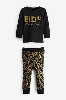 Black/Gold Eid Mubarak Pyjamas (9mths-16yrs) (T10591) | $18 - $30