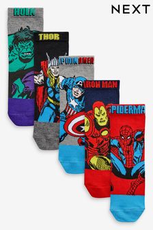 Mehrfarbig/Avengers - Socken mit hohem Baumwollanteil, 5er-Pack (T10599) | 14 € - 17 €