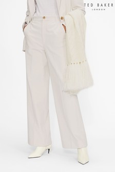 Ted Baker Benitot White Straight Wide Leg Corduroy Trousers