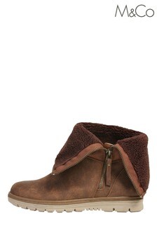 M&Co Brown Fold Over Ankle Boots