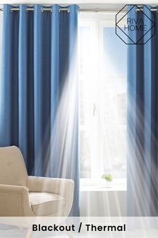 Riva Home Denim Blue Twilight Thermal Blackout Eyelet Curtains (T10970) | €95