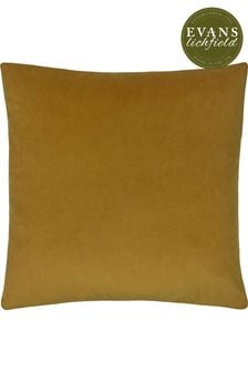 Evans Lichfield Saffron Yellow Sunningdale Velvet Polyester Filled Cushion (T11007) | SGD 39