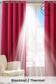Riva Home Pink Twilight Thermal Blackout Eyelet Curtains (T11053) | ₪ 307