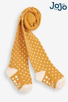 JoJo Maman Bébé Mustard Cotton Rich Spot Tights (T11183) | $16