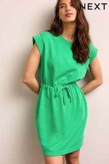 Fluro Green Elevated Short Sleeve Waist Detail Sweater Dress (T11311) | $53