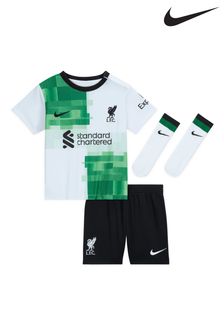 Nike White Liverpool FC 2023/24 Away 3 Piece Football Kit (T11334) | €72