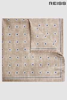 Reiss Oatmeal Melange Marino Silk Polka Dot Print Pocket Square (T11563) | €20