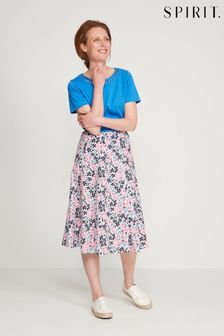 Spirit Pink Floral Print Linen Skirt (T11649) | €13
